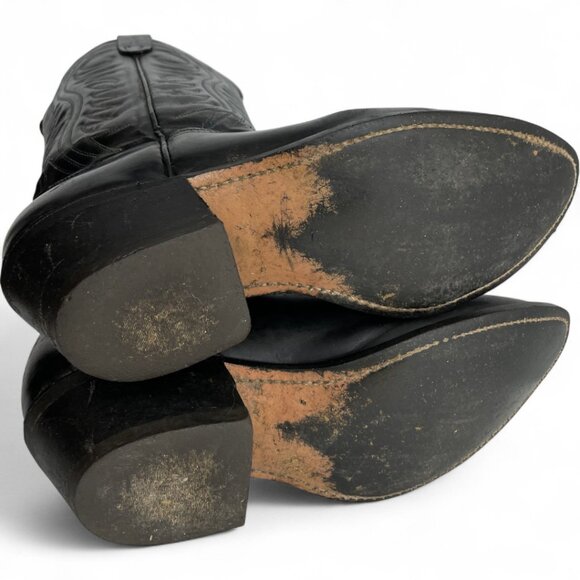 Texas Black Leather Western Cowboy Cowgirl Boots Women's 7 D - Picture 15 of 15